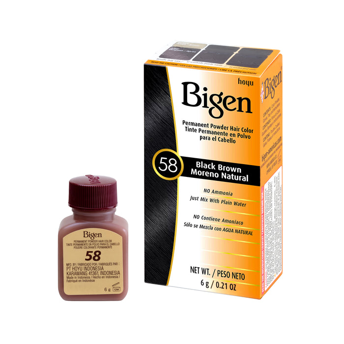 Bigen Permanent Powder Hair Color - #58 Black Brown: Units: per DZ